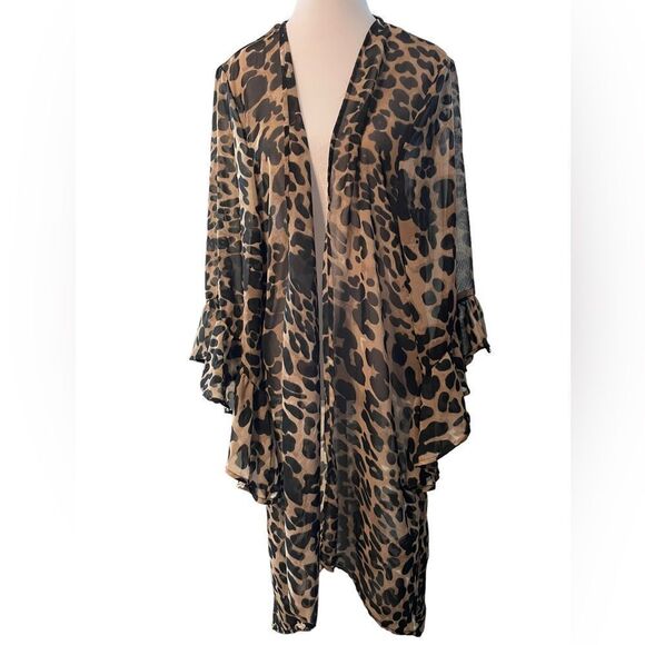 SHEER ANIMAL PRINT HI-LO JACKET, XL - Picture 3 of 9